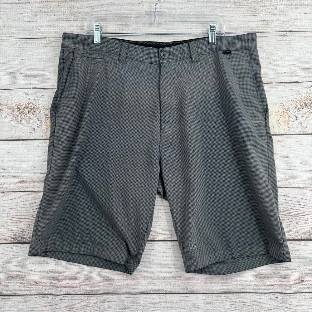 Travis Mathew Checkered Golf Chino Shorts‎ Mens 38 Gray 5 Pocket Stretch